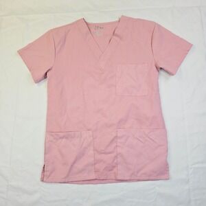 Beverly Hills Uniforms Women's Scrub Top Size S Pink V-Neck Short Sleeve F19